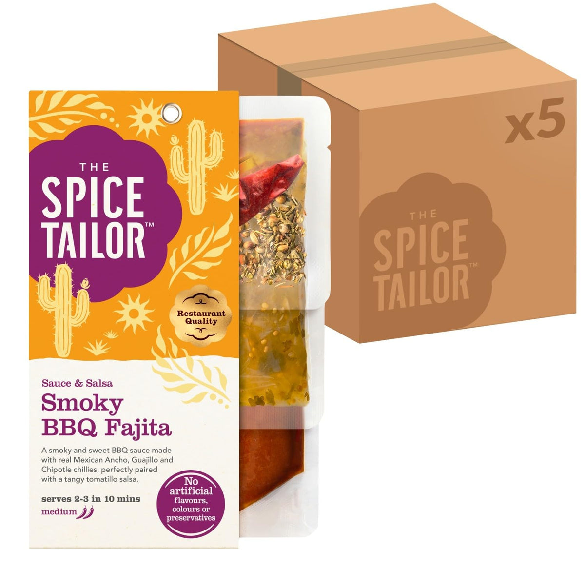 The Spice Tailor Mexican Smoky BBQ Fajita Sauce & Salsa Meal Kit - Pack of 5