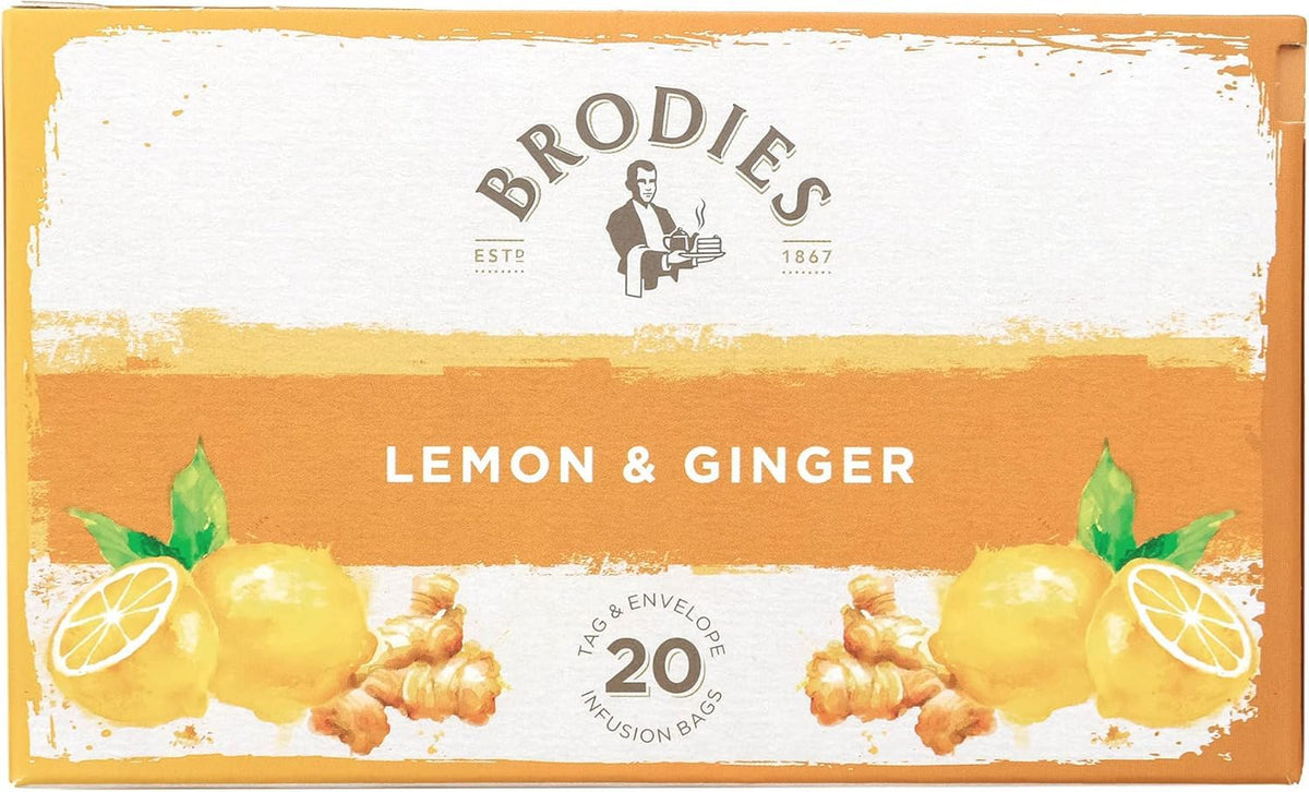 Brodies Lemon & Ginger Fruit Tea - Caffeine Free, 120 Tea Bags (6 Boxes of 20) 7