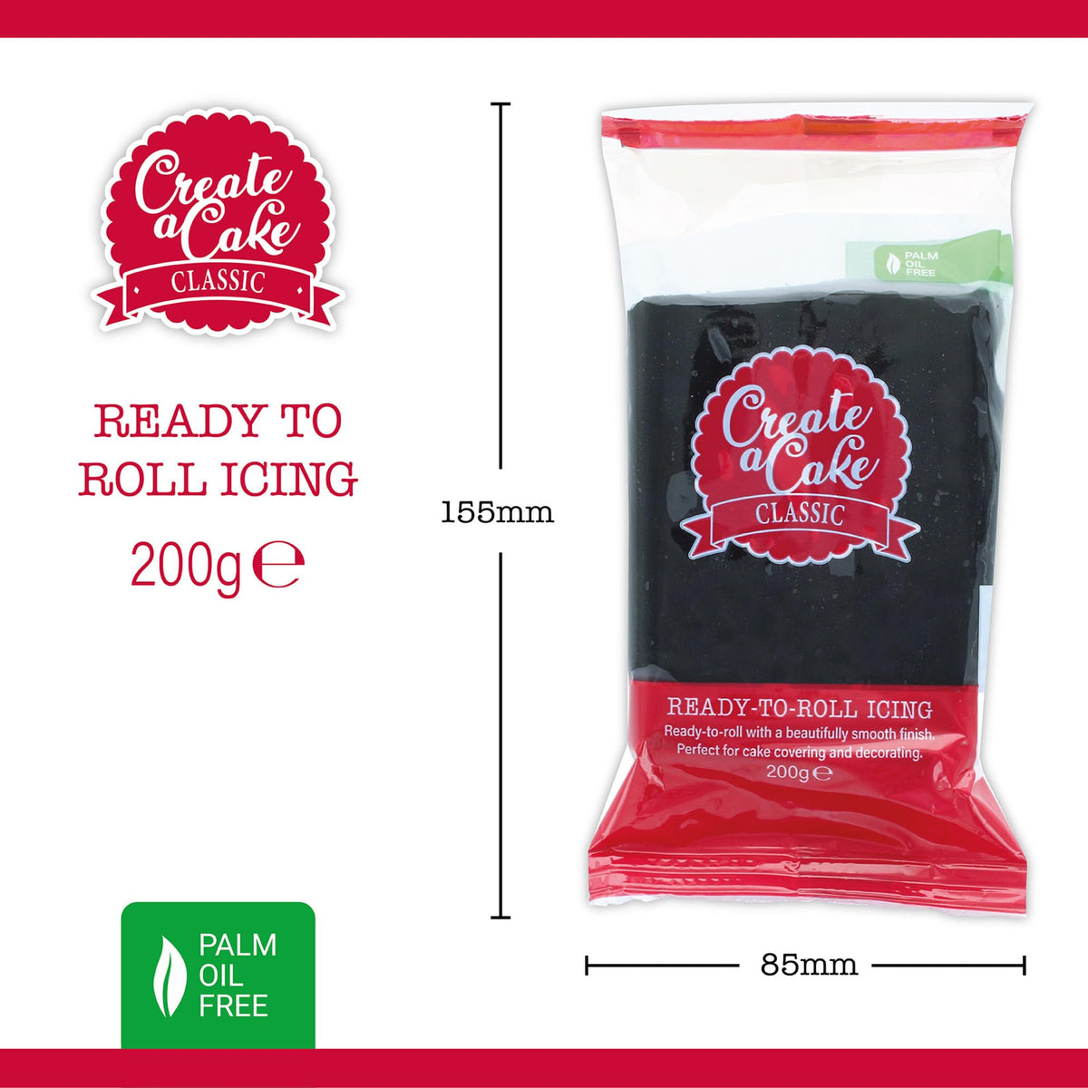 Create A Cake Black Ready to Roll Icing - 400g (Pack of 2) | Palm Free Sugar Paste 3