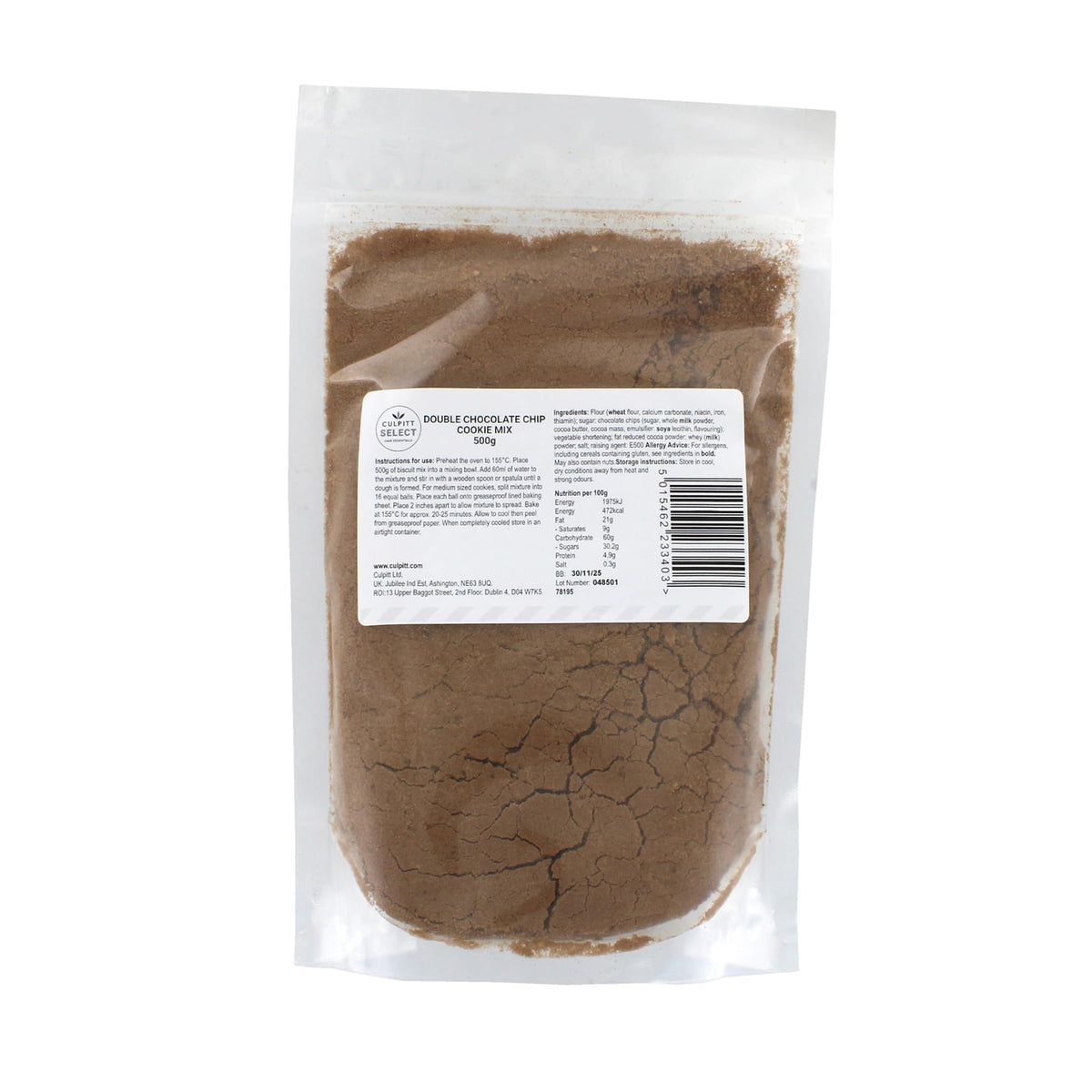 Culpitt Select Double Chocolate Chip Cookie Mix - Makes 16 Cookies | 500g Bag