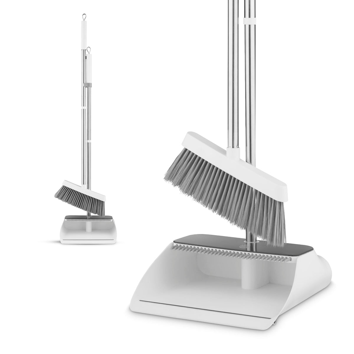 Swan Long Handled Dustpan and Brush Set - Posture-Positive Design | Angled Brush Head | White 1