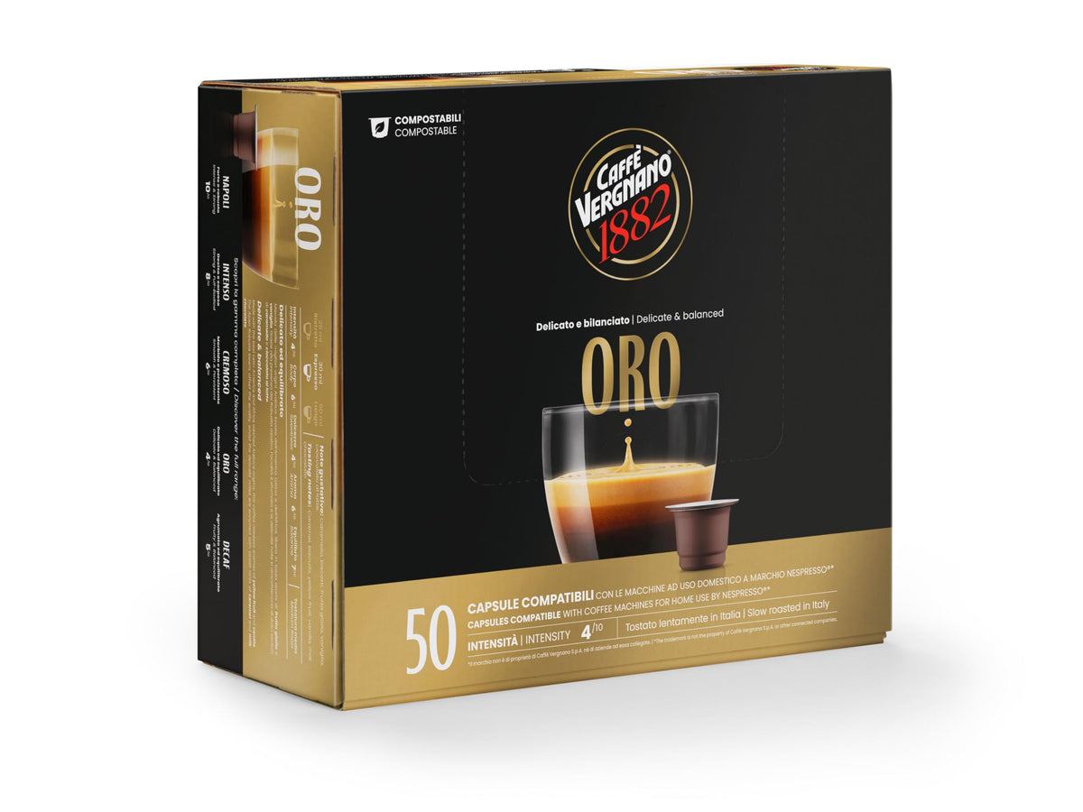 Caffè Vergnano 1882 Oro Nespresso Compatible Capsules - 50 Count, Compostable 1