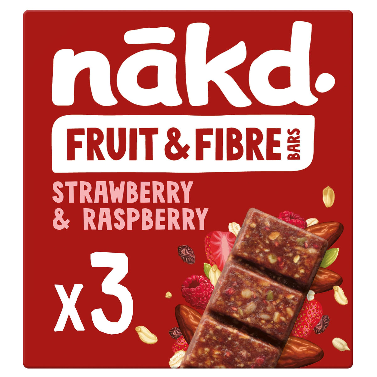 Nakd Fruit & Fibre Strawberry & Raspberry Bars - High in Fibre, Vegan, Gluten-Free - 36 Count 3