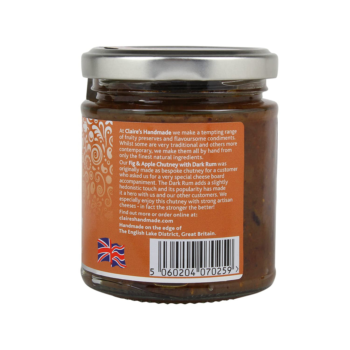 Claire's Handmade Fig & Apple Chutney with Dark Rum - 200g | Vegetarian | Vegan