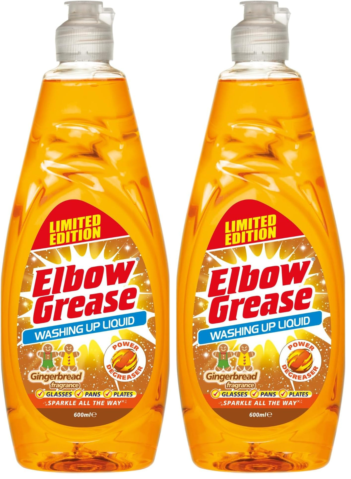 Elbow Grease Washing Up Liquid - Power Degreaser | 600ml Bottle (Pack of 2)