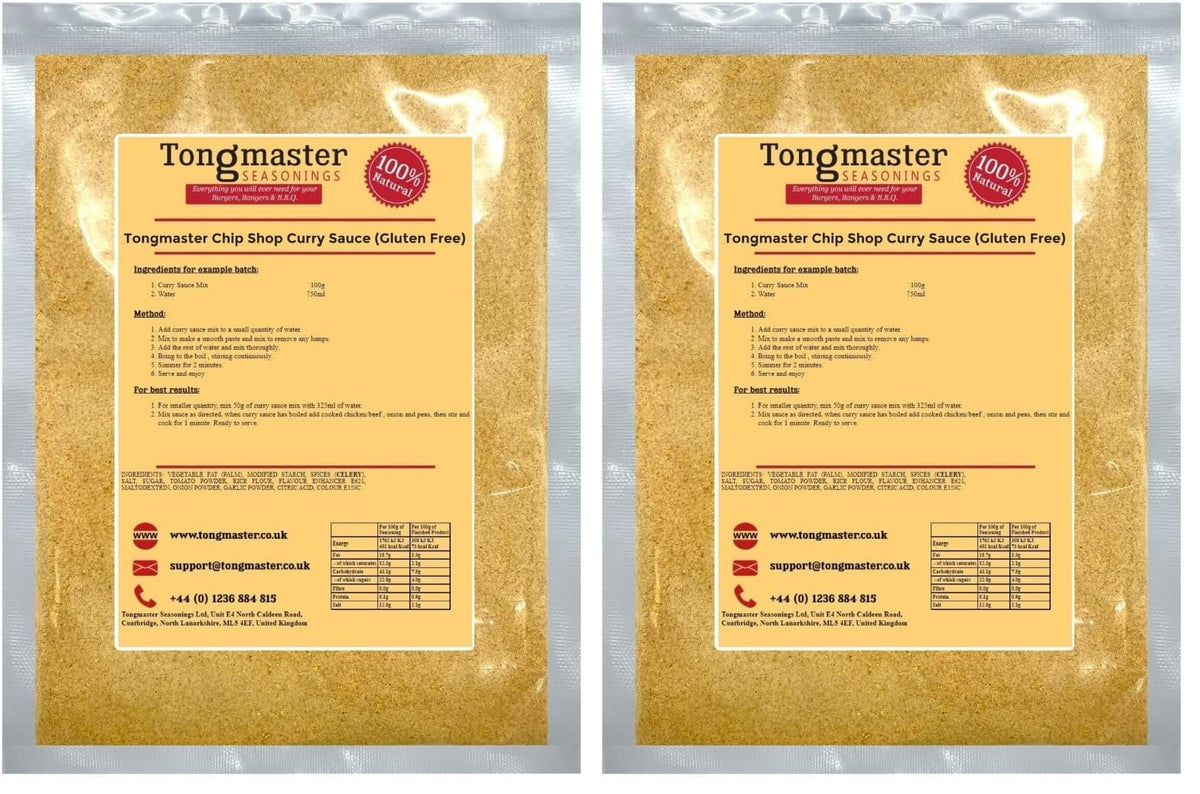 Tongmaster Chip Shop Curry Sauce Powder - Gluten Free | 2 x 100g Packs