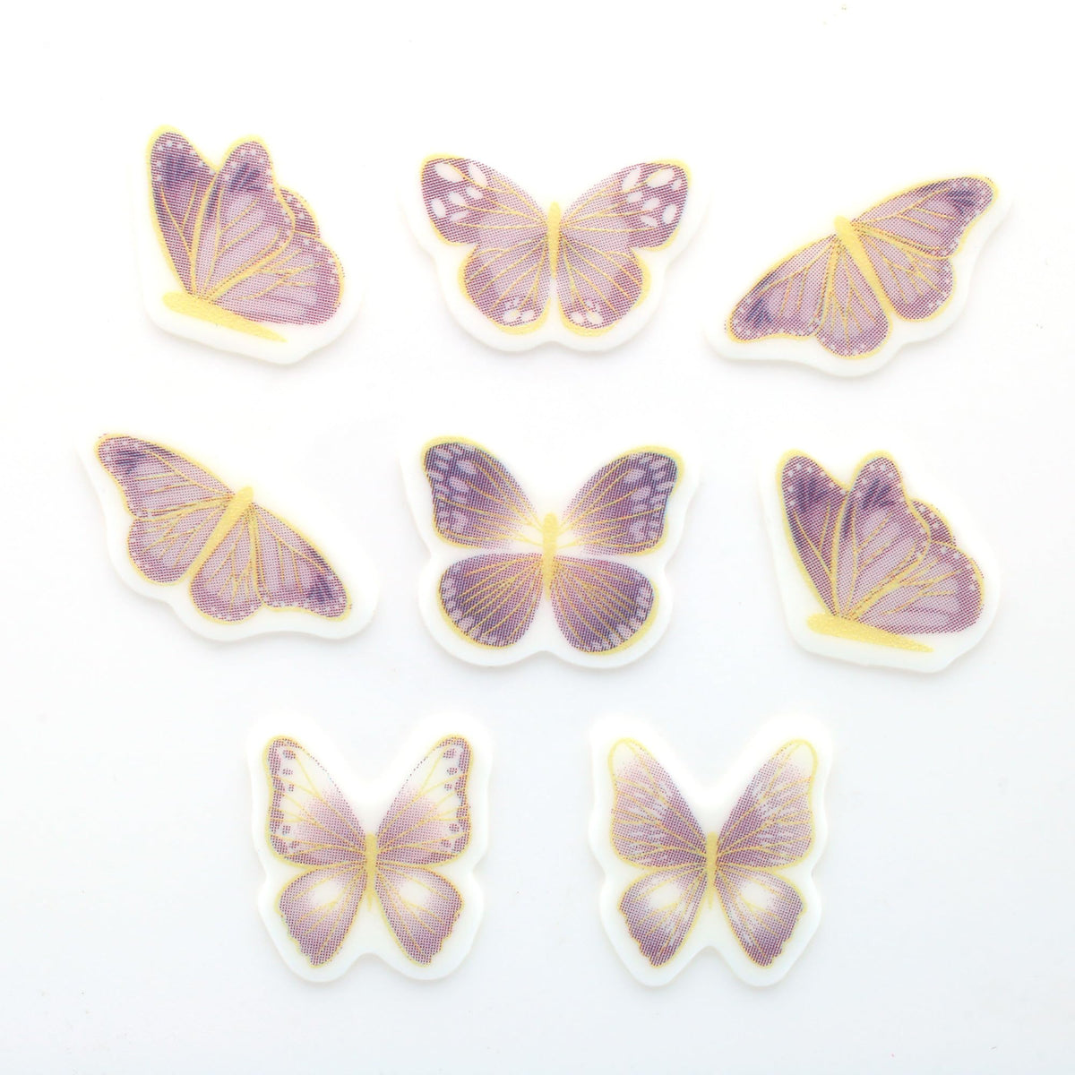 Culpitt Lilac & Gold Butterflies Edible Cupcake Toppers - 32 Count | Fondant Sugar Paste