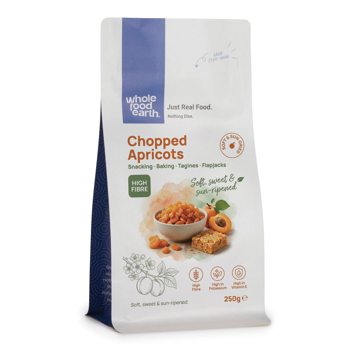 Wholefood Earth Chopped Apricots - High Fibre, GMO Free | 250g 1