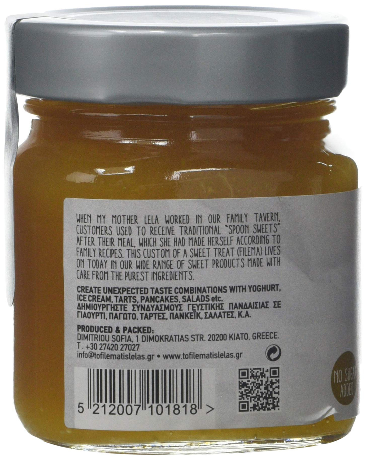 To Filema Tis Lelas Handmade Peach Jam - 2 x 240g Jars | No Added Sugar | Vegan