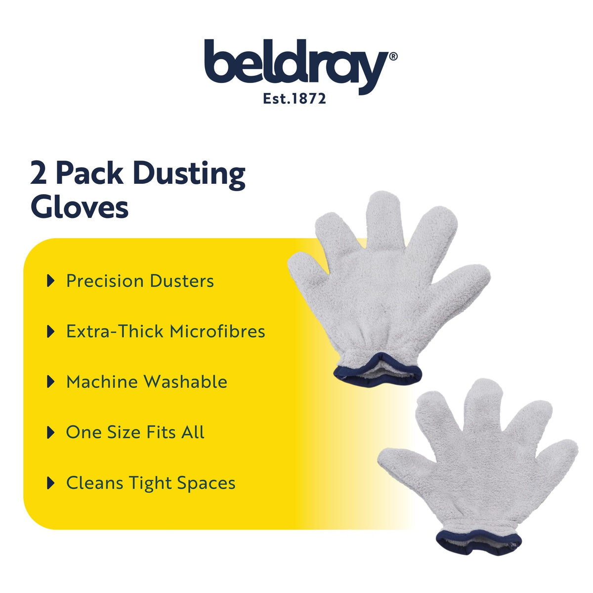 Beldray Deep Clean Dusting Gloves - Pack of 2 | Machine Washable | One Size 2