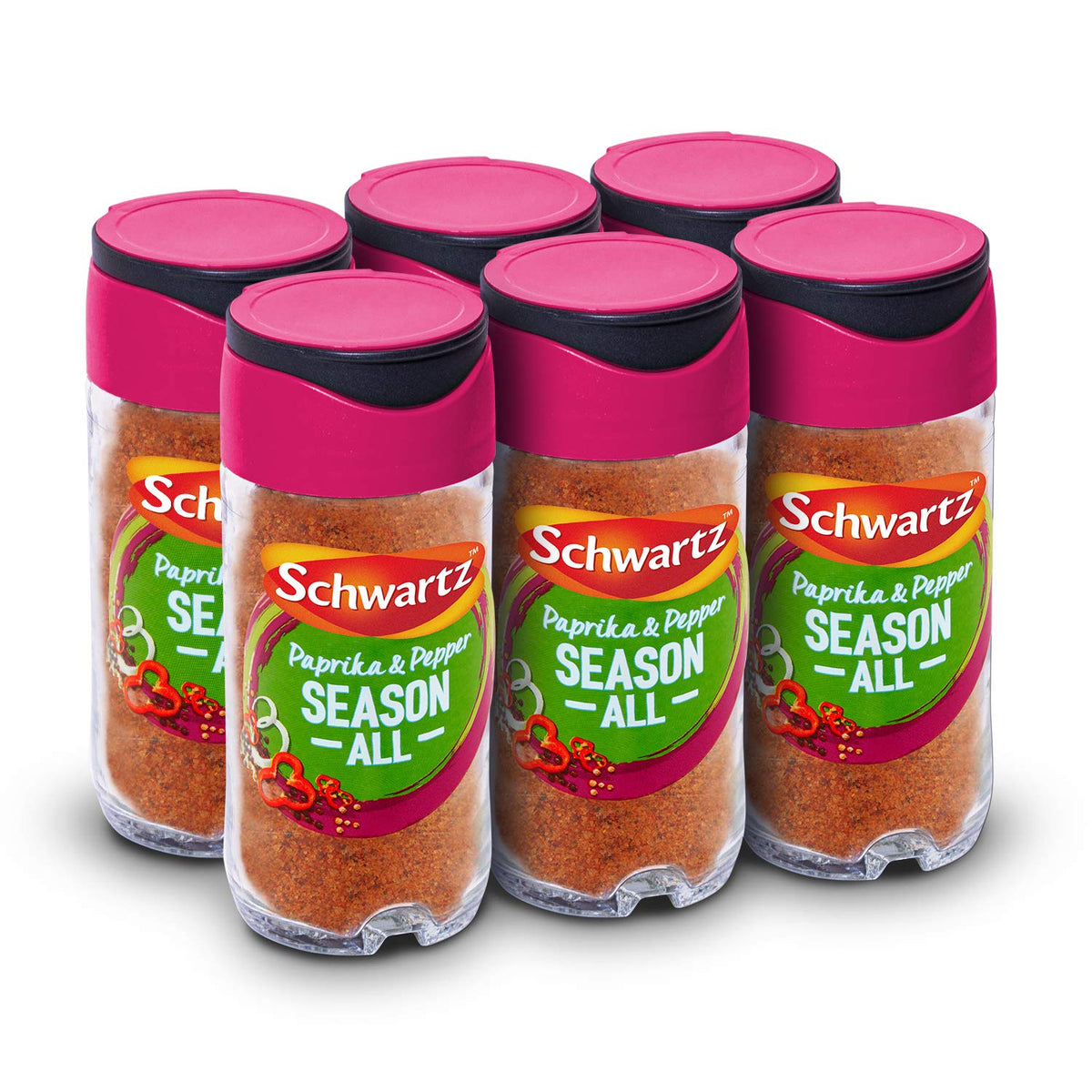 Schwartz Season All Salt, Paprika & Pepper - Expertly Blended Seasoning | 70g Jar (Pack of 6)
