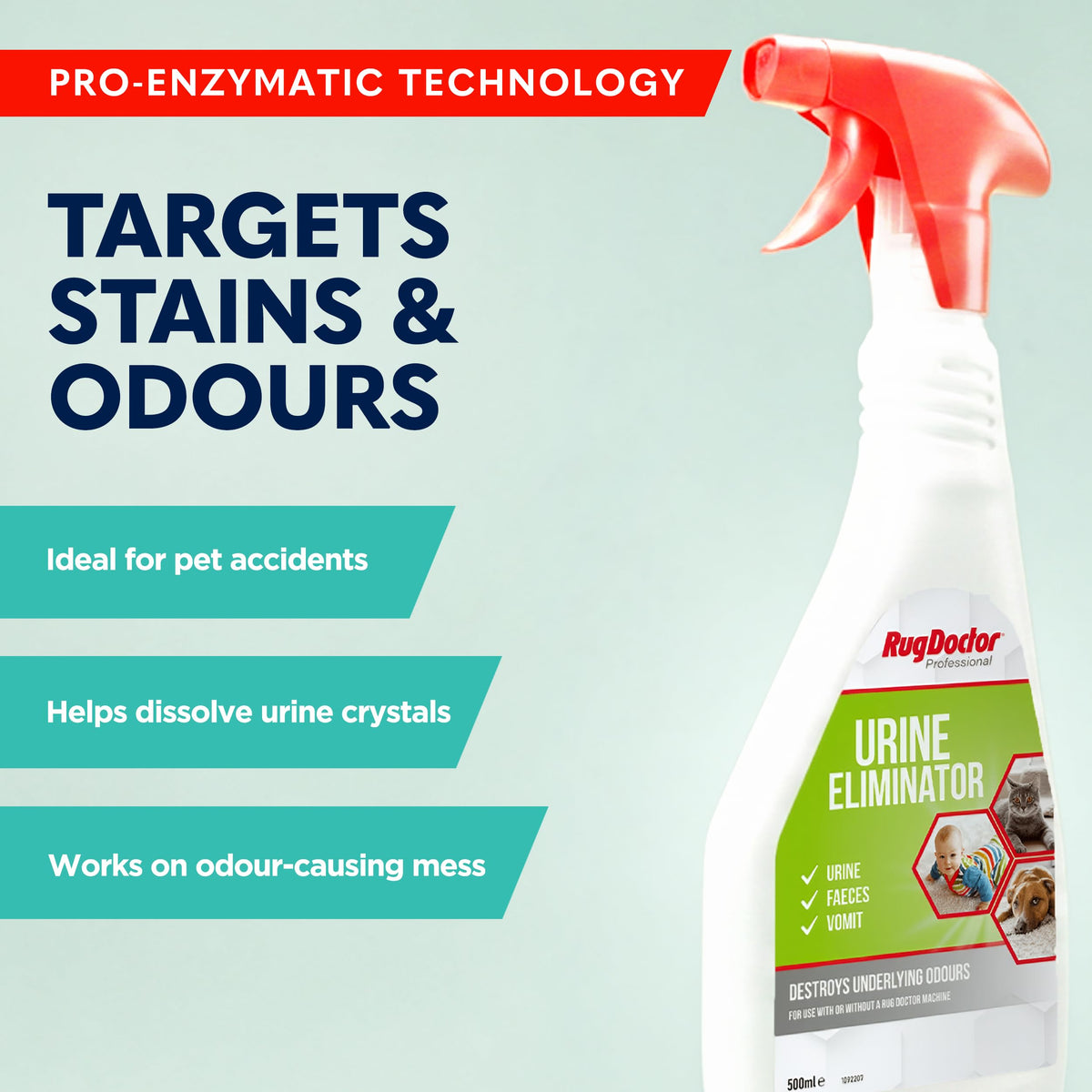 Rug Doctor Urine Eliminator - Pro-Enzymatic Formula for Pet Stains & Odors | 500 ml Trigger Spray (Pack of 2) 3