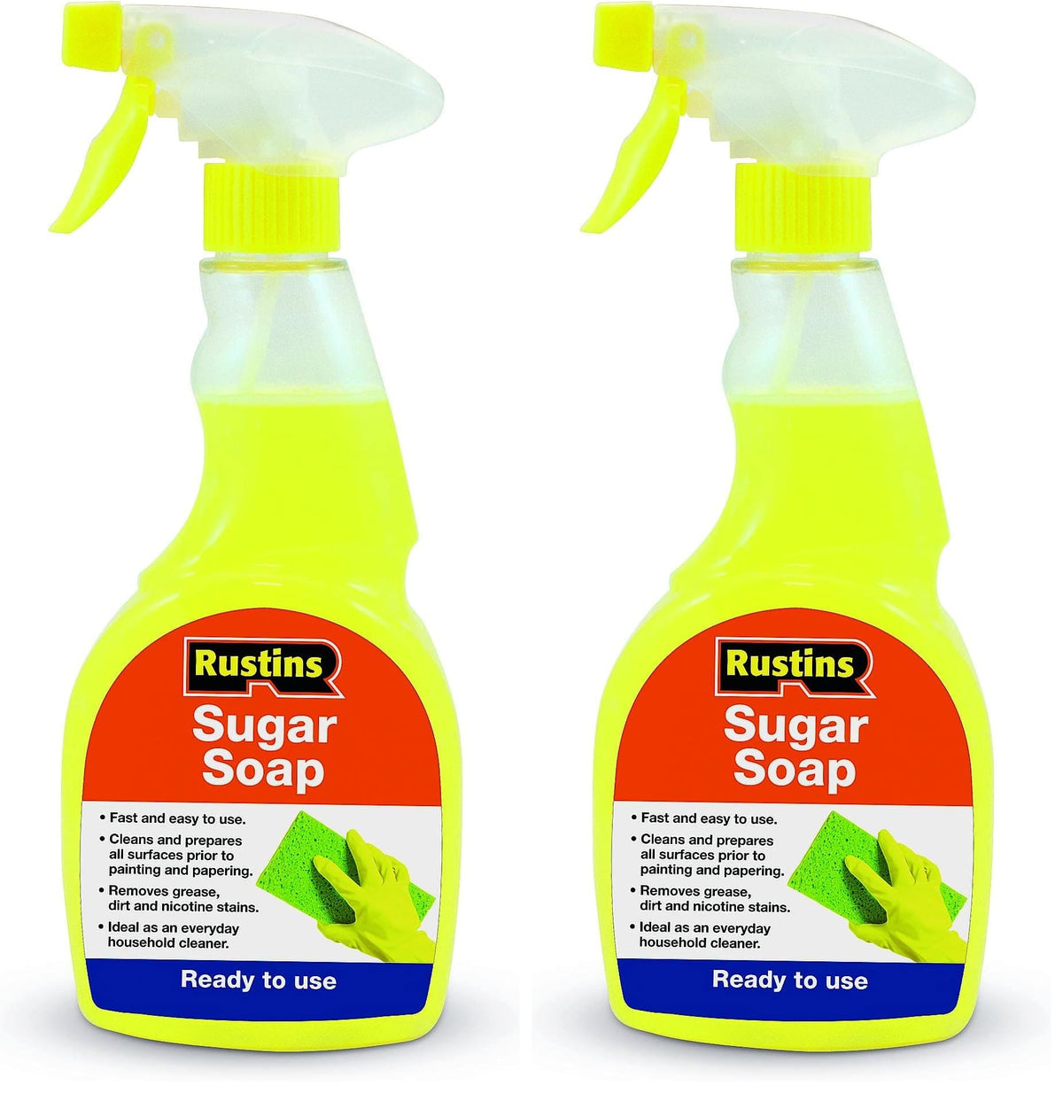 Rustins Sugar Soap Spray - All-Purpose Cleaner, Concentrated, Unscented | 500 ml (Pack of 2)