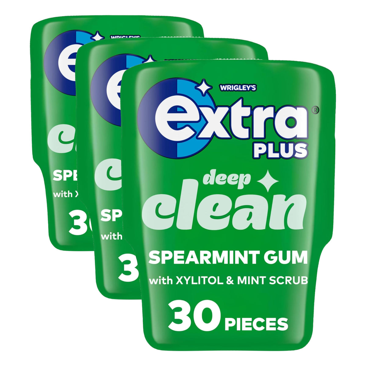 Wrigley's Extra Plus Sugarfree Deep Clean Mint Scrub Chewing Gum - Bottle, 30 Pieces 1