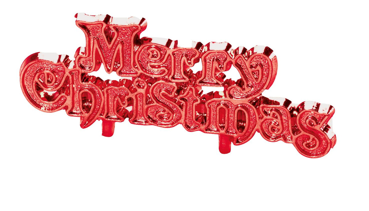 Anniversary House Merry Christmas Motto Cake Topper - Red, 4 x 7 cm