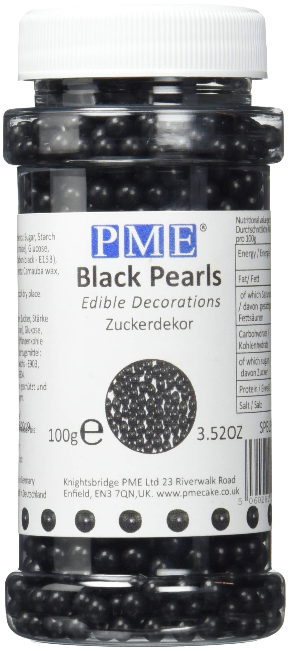 PME Small Sugar Pearls - Black, 100g