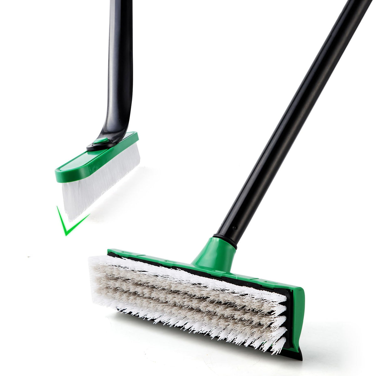 Eyliden Bathroom Cleaning Brush - 2 Pack with Long Adjustable Handle & Scraper | Green