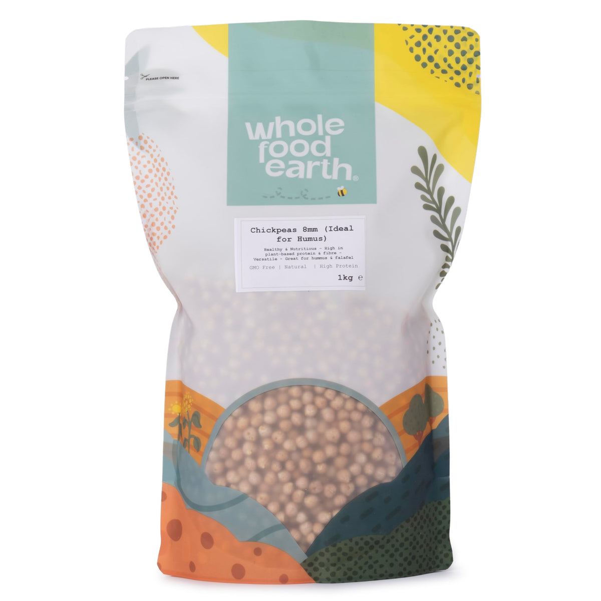 Wholefood Earth Dried Chick Peas - 8mm Size, 1kg Bag | GMO Free, High Protein & Fibre