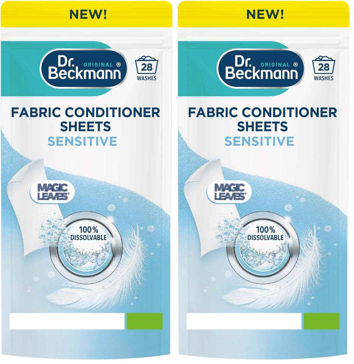 Dr. Beckmann Fabric Conditioner Sheets Sensitive - Hypoallergenic Scent | 28 Count | Sheet Form 1