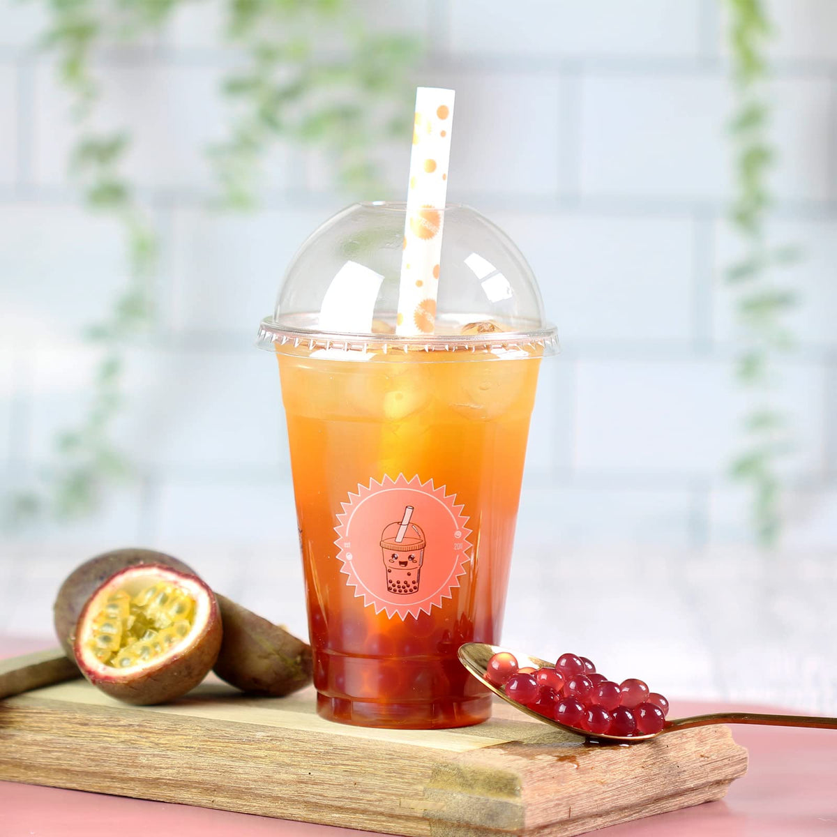 The TeaShed Bubble Tea Kit - 6 Servings of Fruit Flavored Boba & Syrup
