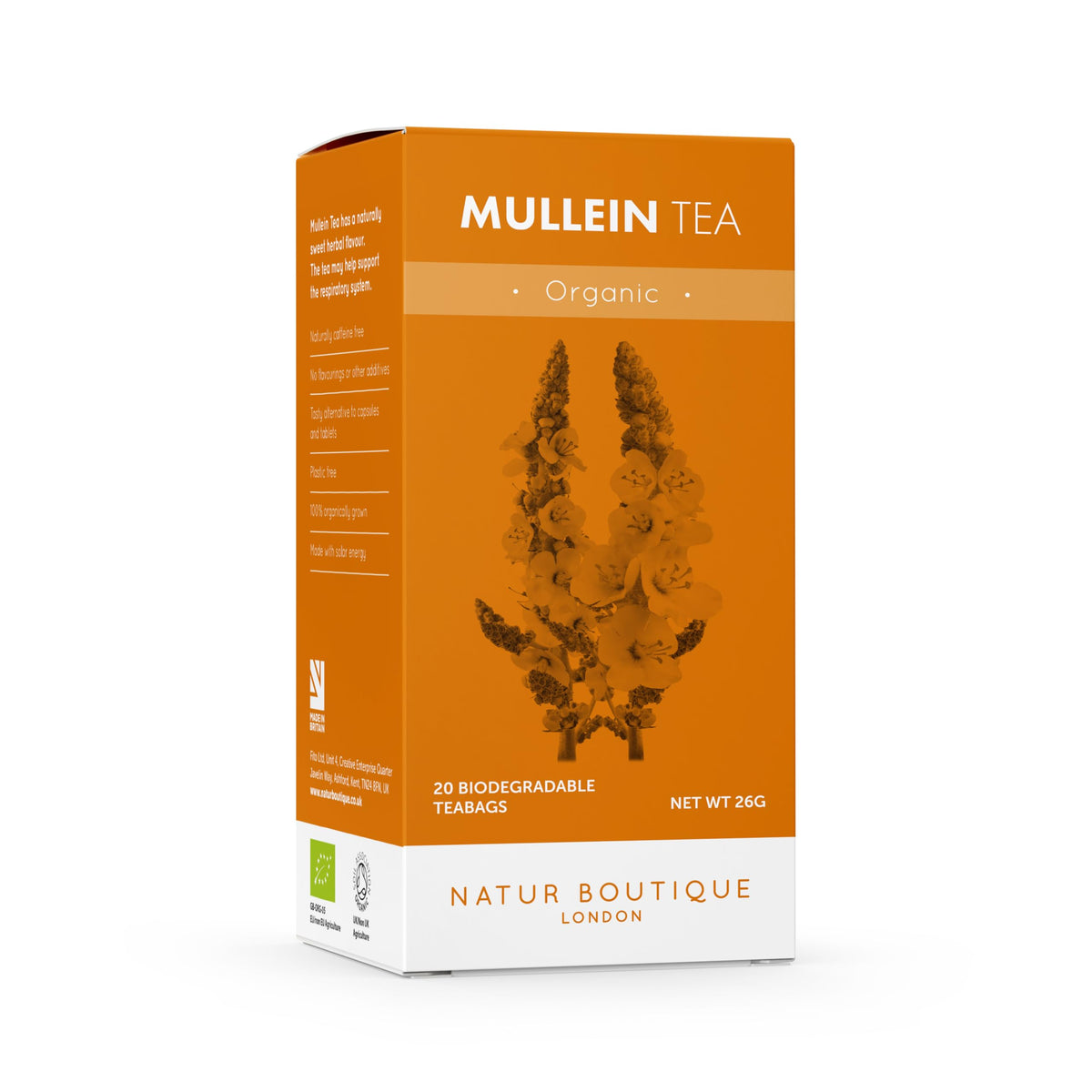 Natur Boutique Organic Mullein Tea - Supports Respiratory Health | 20 Teabags | Naturally Caffeine Free 1