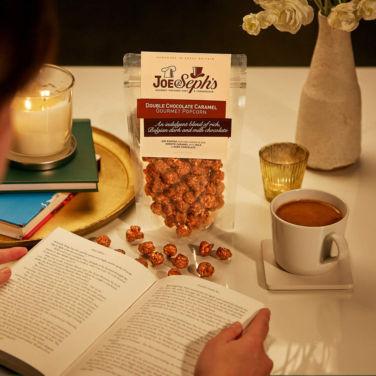 Joe & Seph's Double Chocolate Popcorn - Gourmet Air-Popped Snack | 4 x 80g Bags