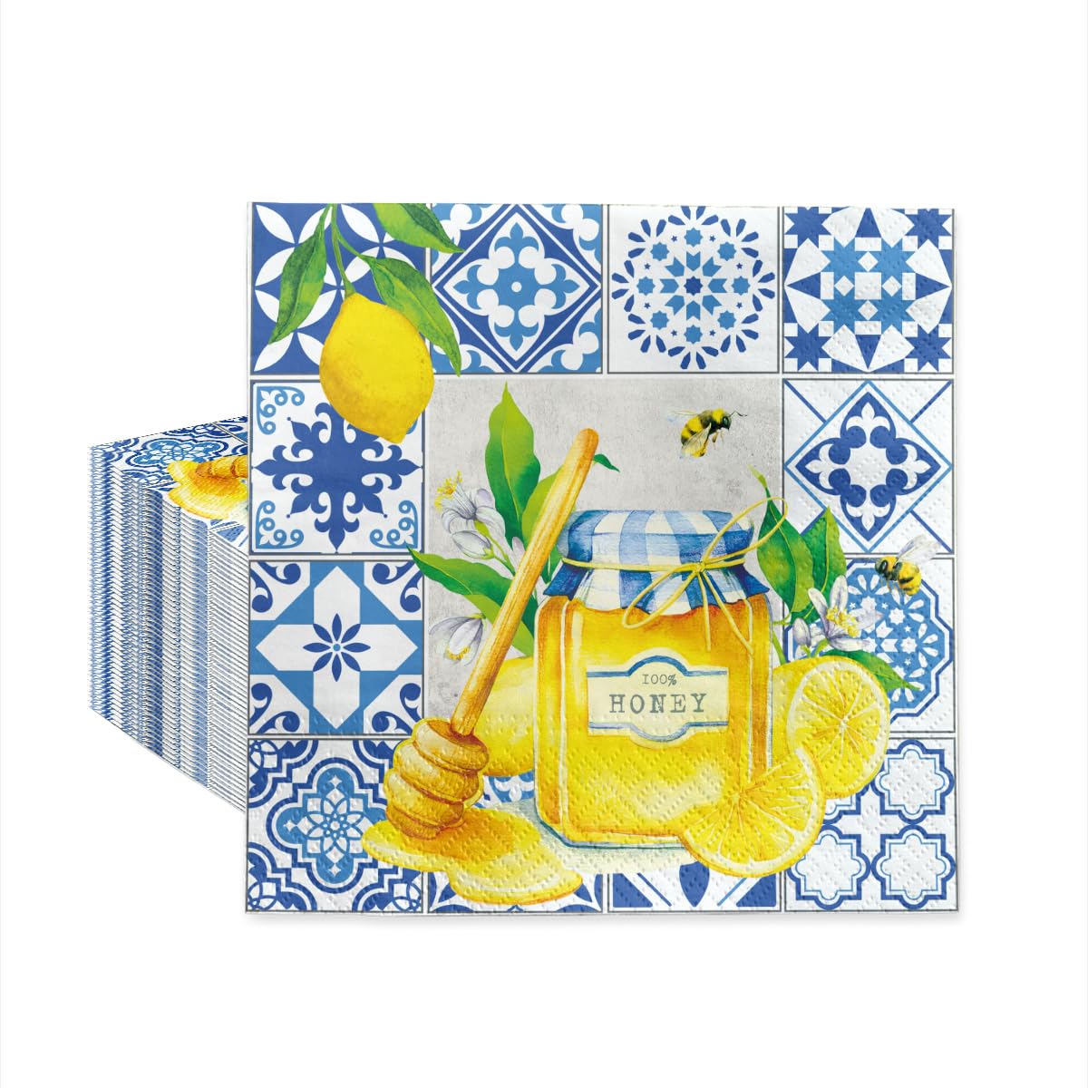 PAW Decor Collection Paper Napkins - Citrus and Honey Design | 33 x 33 cm | 20 Pack 1