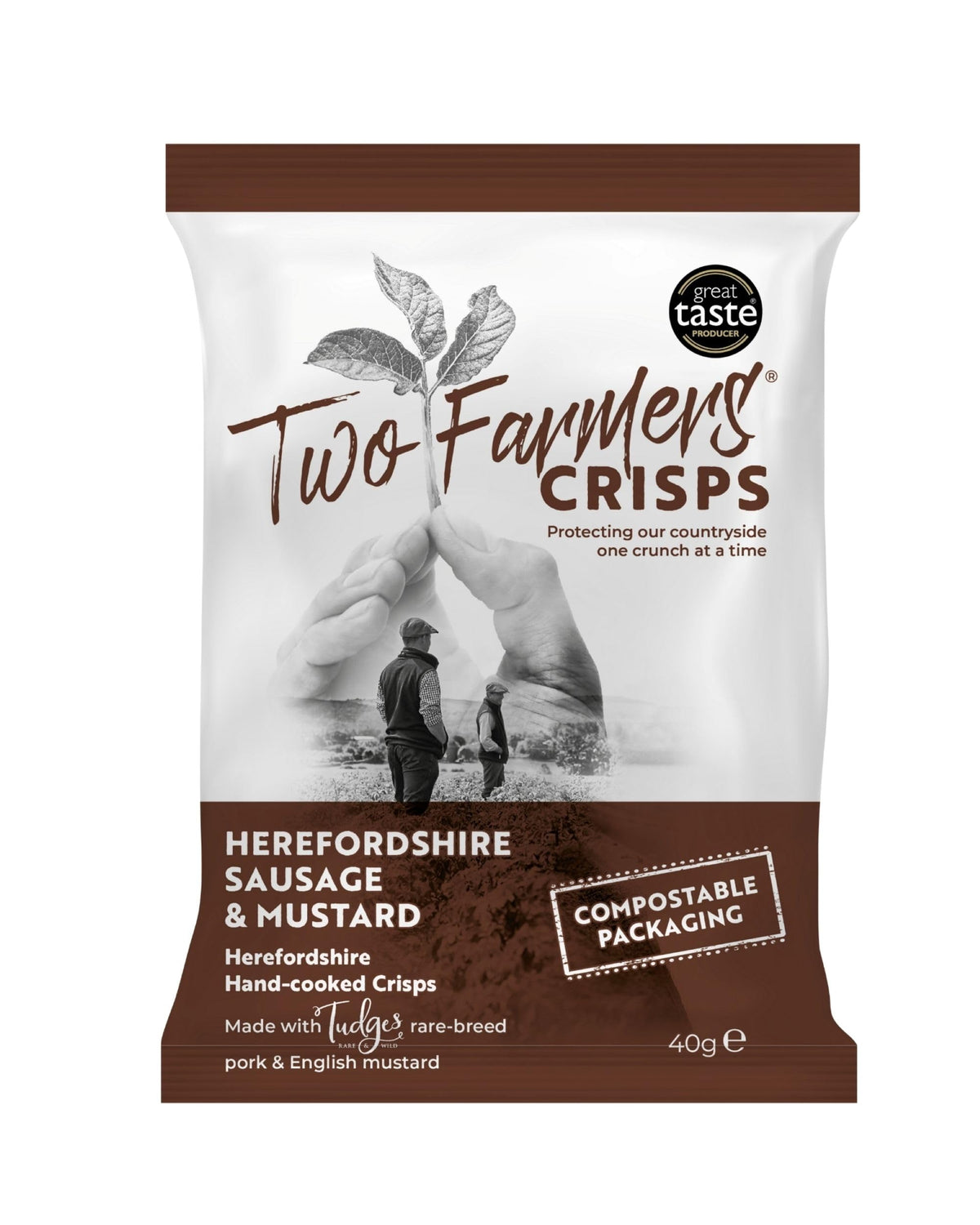 Two Farmers Herefordshire Sausage & Mustard Hand Cooked Crisps - Gluten Free | 24 x 40g Packs 1