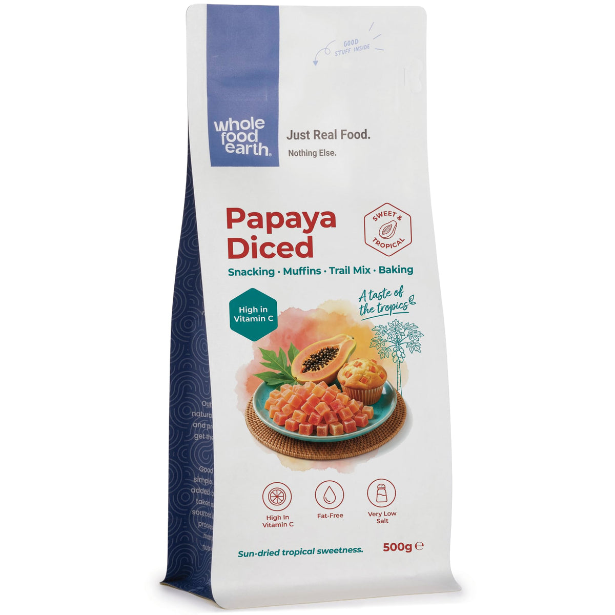 Wholefood Earth Diced Papaya - 500g | GMO Free | Preservative