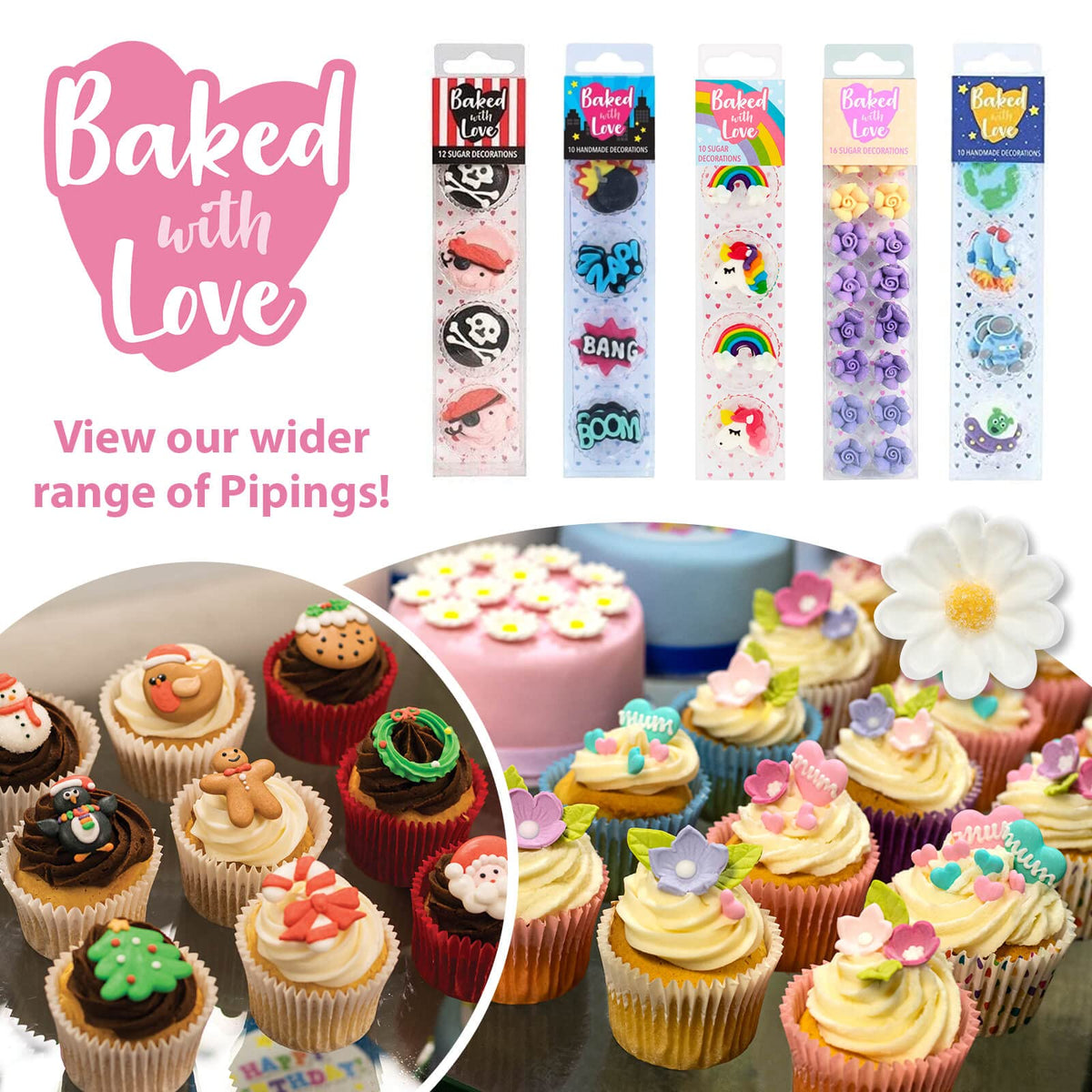 Culpitt Baked With Love Unicorn & Rainbow Edible Cake Toppers - Pack of 10 7