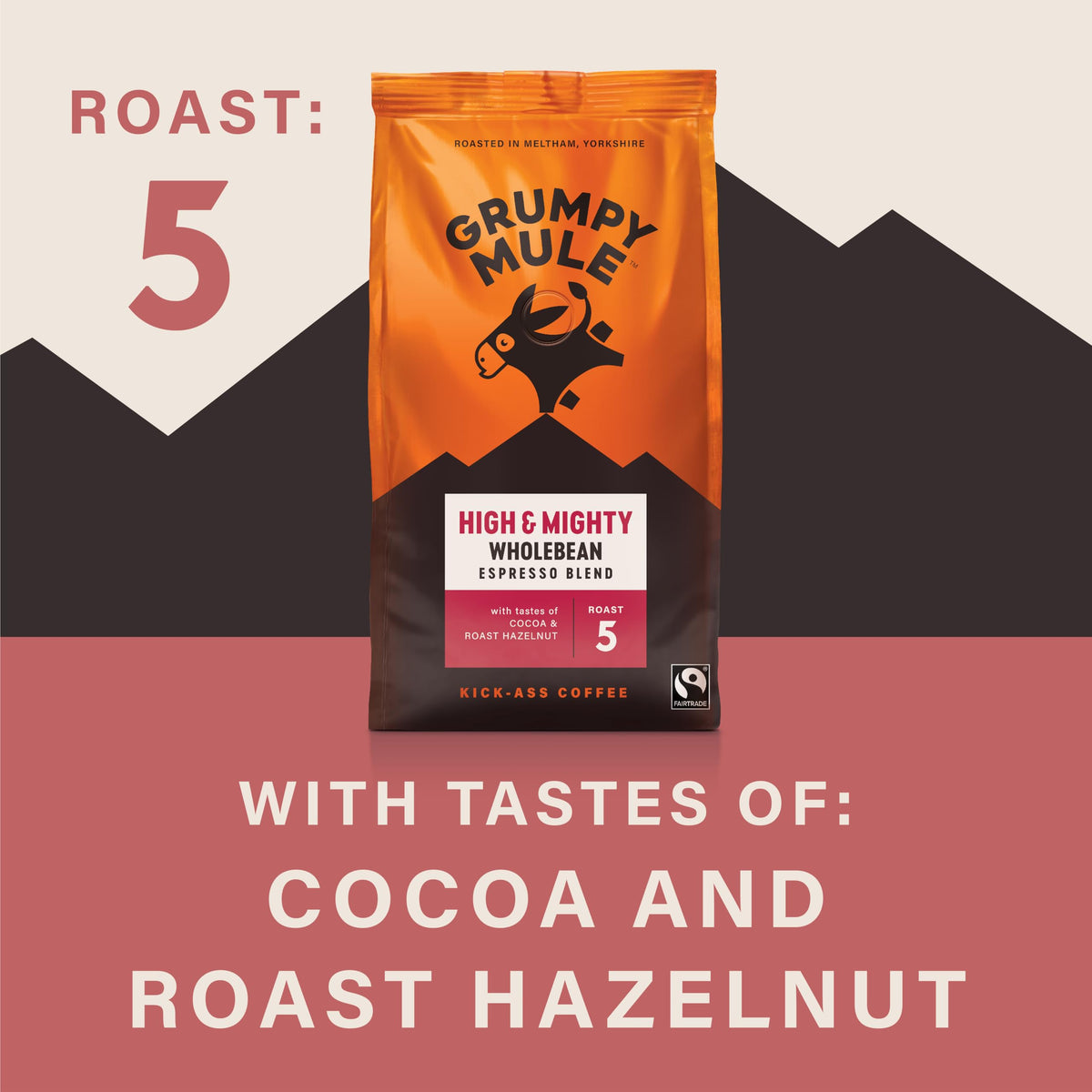 Grumpy Mule High and Mighty Espresso Blend Whole Coffee Beans - Roast Level 5, 1.2 kg 2