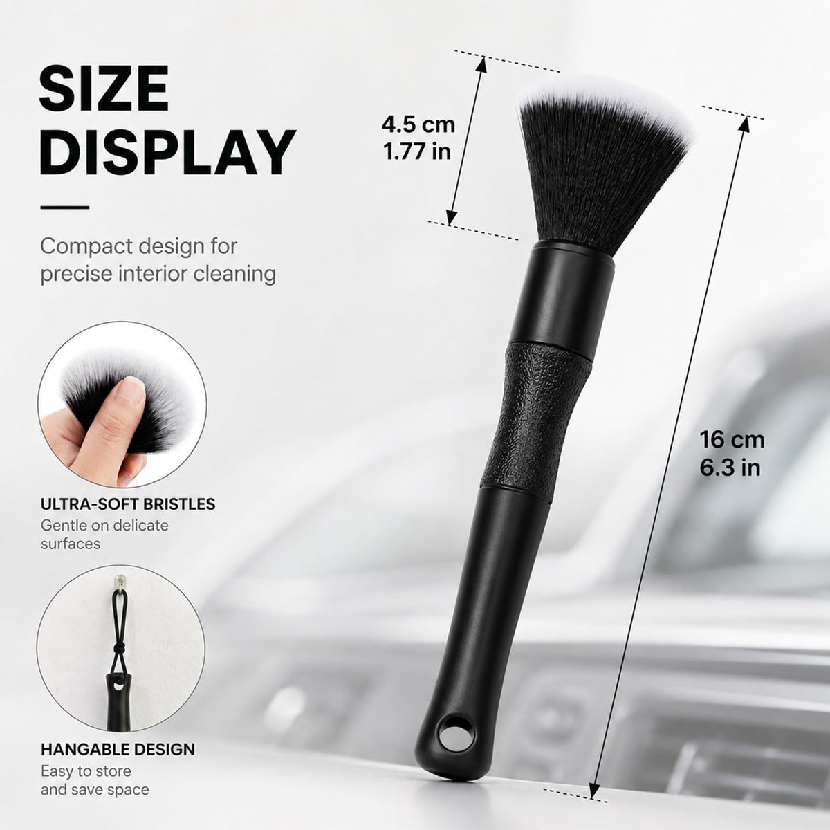 Muexoee Soft Bristle Car Detailing Brush - Scratch-Free Interior Cleaning Tool for Air Vents, Dashboards & Electronics 2
