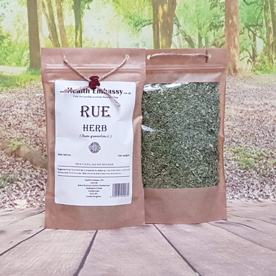 Health Embassy Rue Herb (Ruta graveolens L) - 100g Loose Leaves | Pure & GMO-Free | Herbal Tea