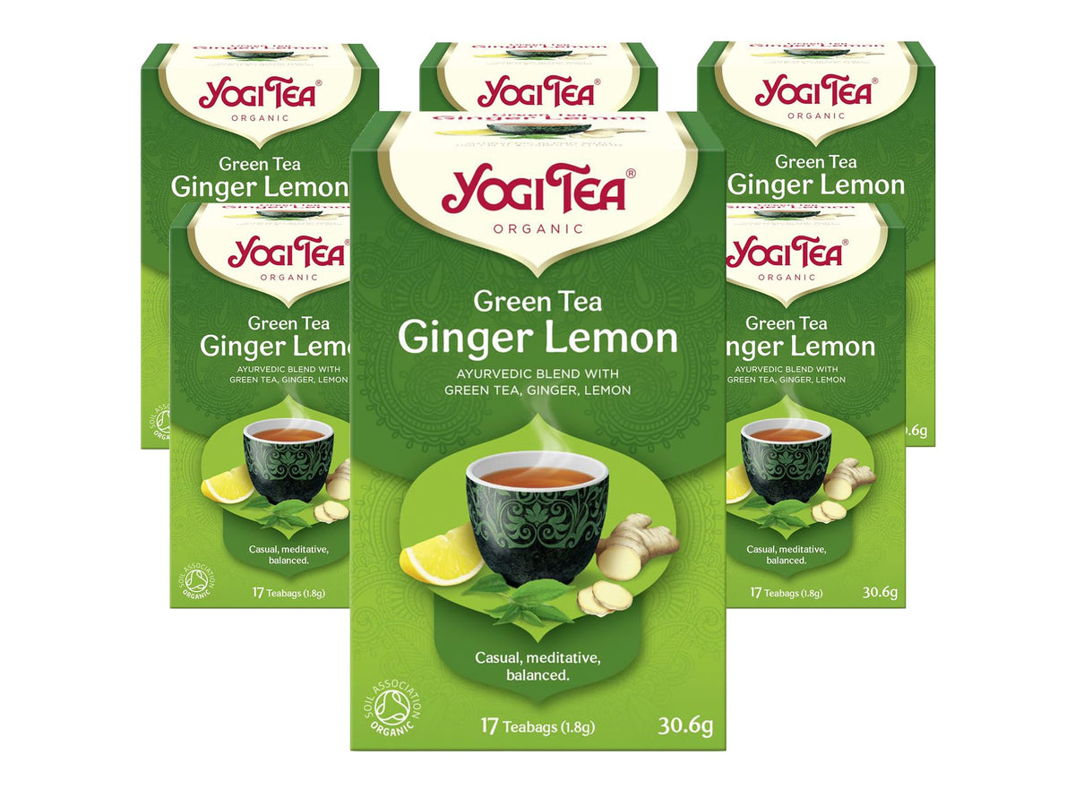 Yogi Tea Organic Green Tea Ginger Lemon Herbal Tea - Refreshing, Detox | 6 Tea Bags