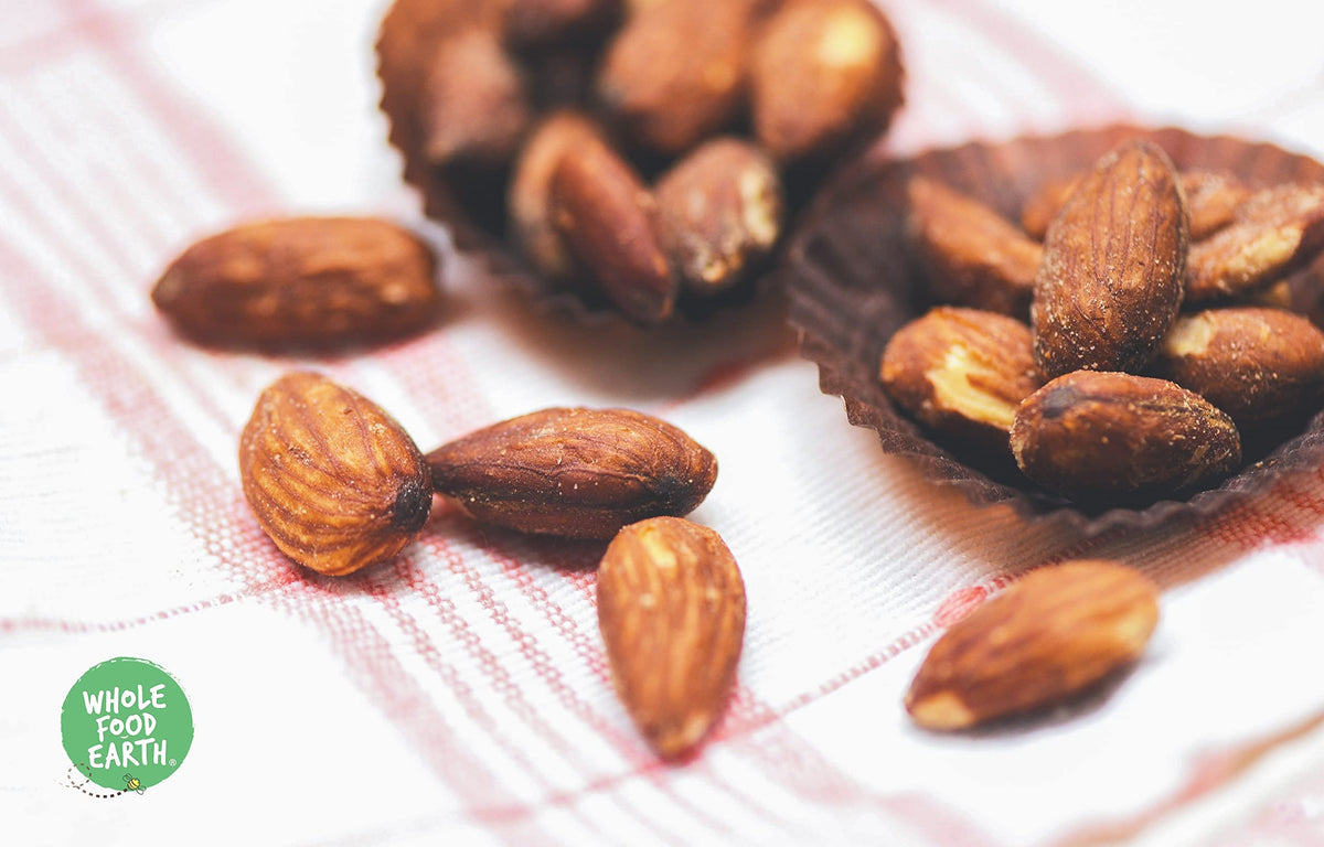Wholefood Earth Roasted and Salted Almonds - High Fibre | 250g | GMO Free 3