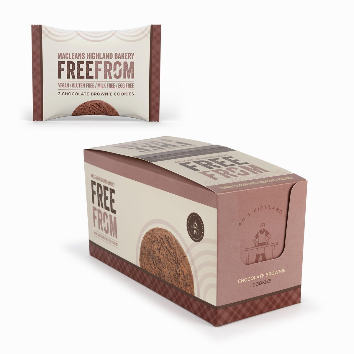 Maclean's Highland Bakery Free From Twin Pack Chocolate Brownie Cookies - 24 Packs x 30g