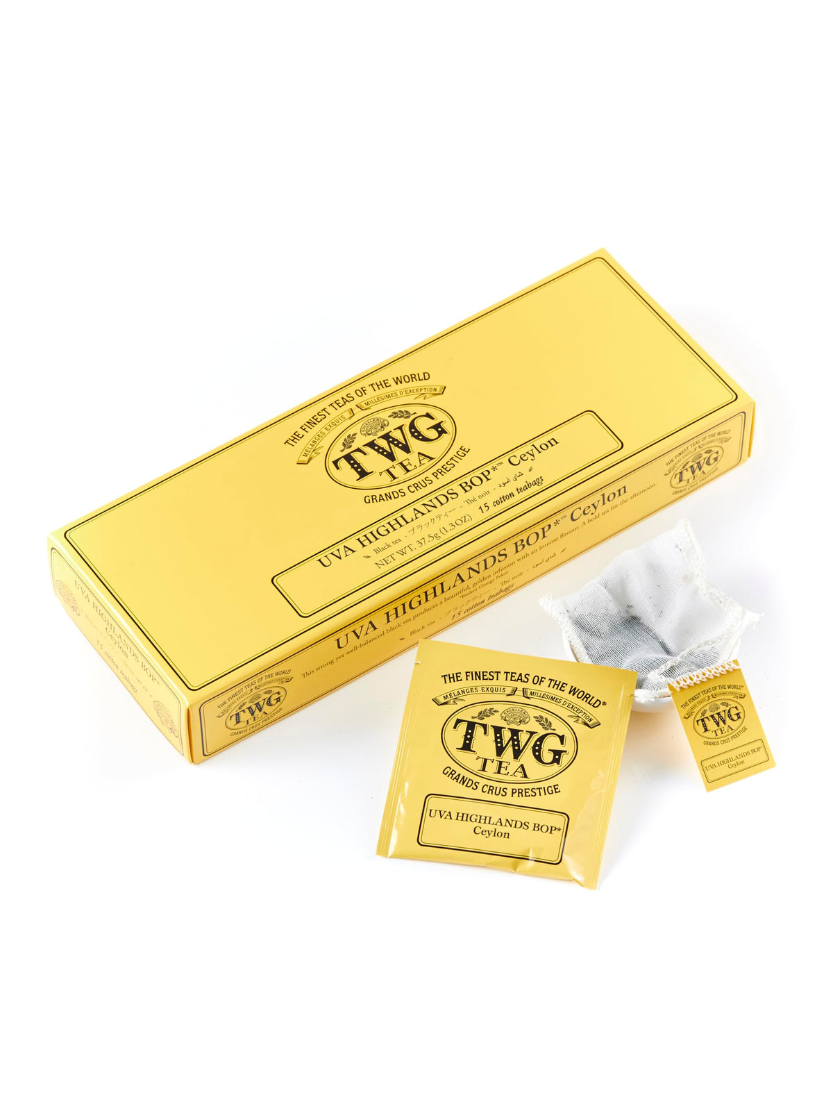 TWG Tea UVA Highlands BOP Black Tea - 15 Hand Sewn Cotton Teabags | 40g