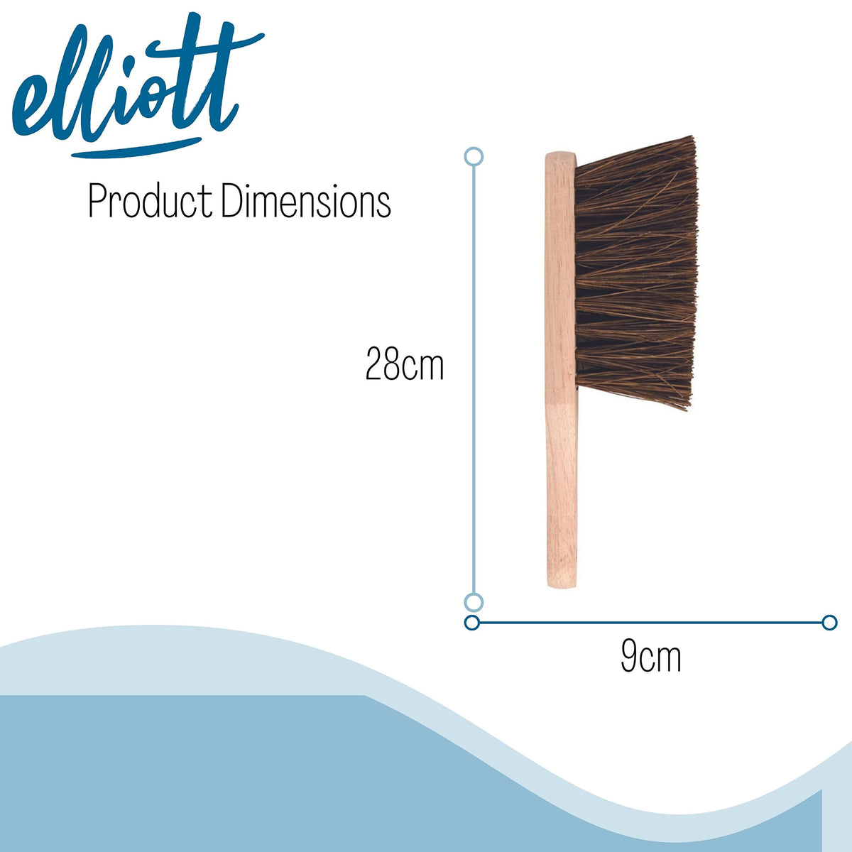 Elliott Natural Bassine Fibre Hand Brush - Stiff Bristles, FSC Certified | 25 cm | Beige