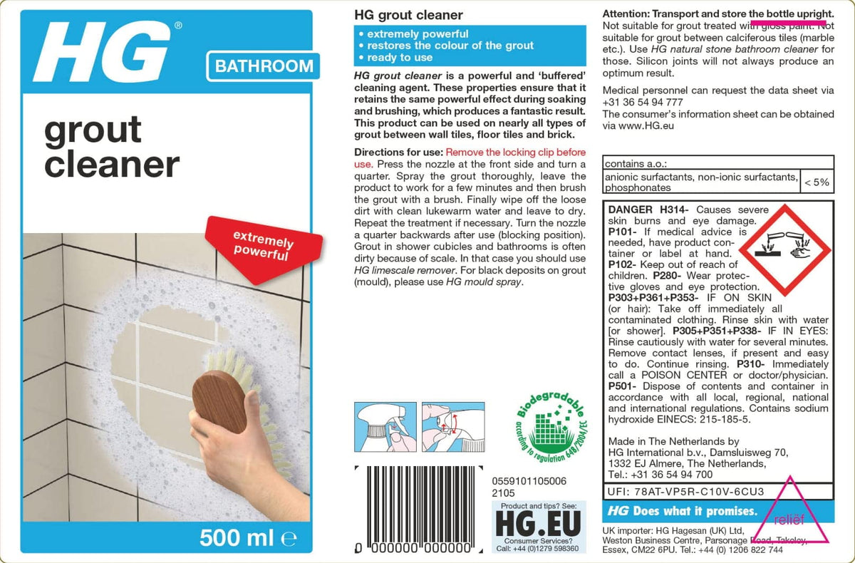 HG Grout Cleaner - Restores Original Colour of Grouting | 500ml Spray (Pack of 2) 6
