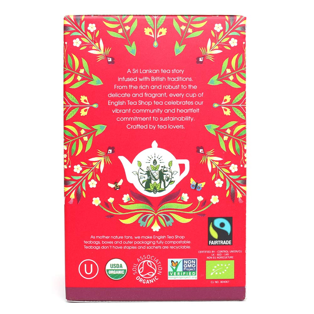 English Tea Shop English Breakfast Tea - Organic Ceylon Black Tea, 20 Sachets per Box, Pack of 3 6