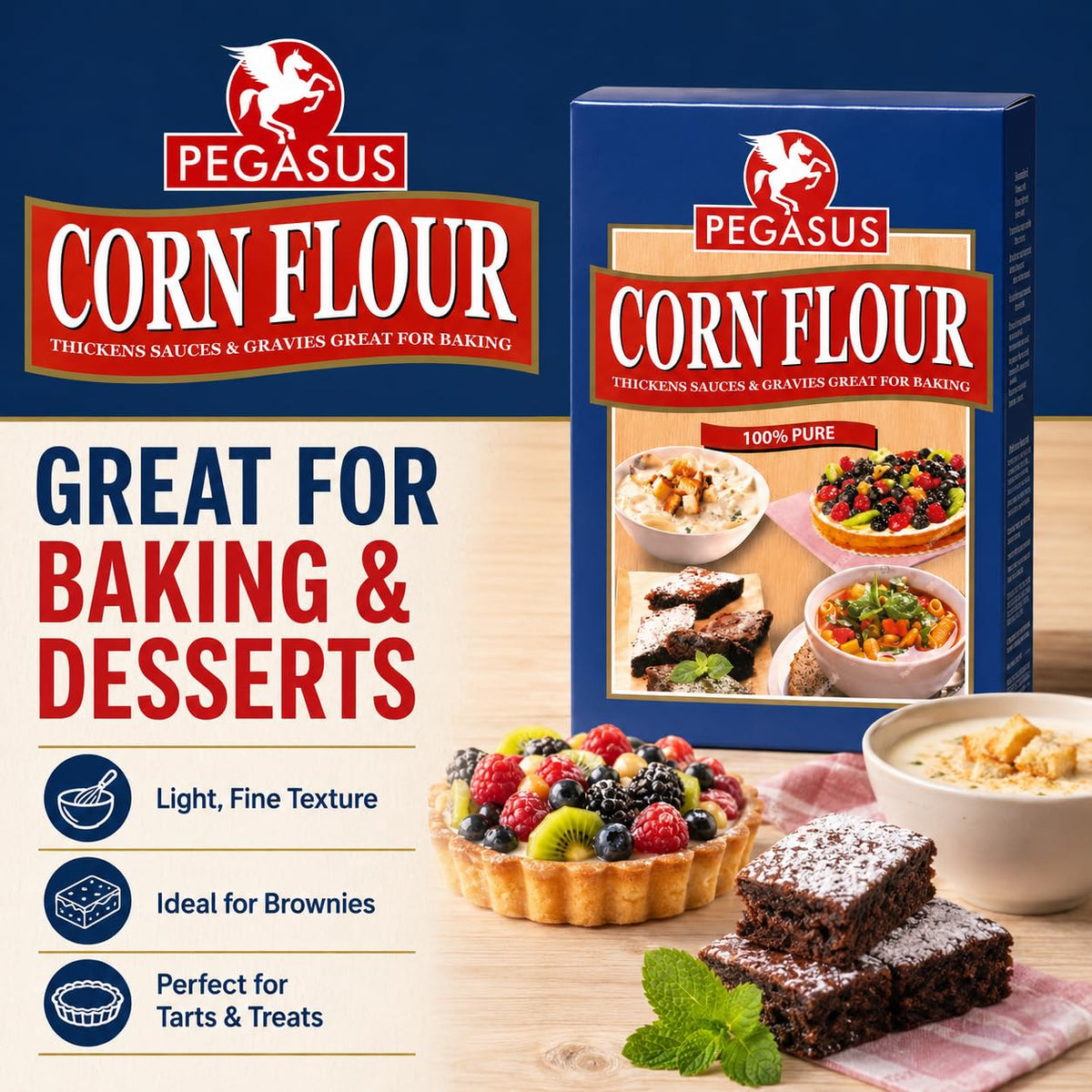 Pegasus Cornflour - Smooth Thickening Agent for Sauces, Gravies & Baking | 500g 3
