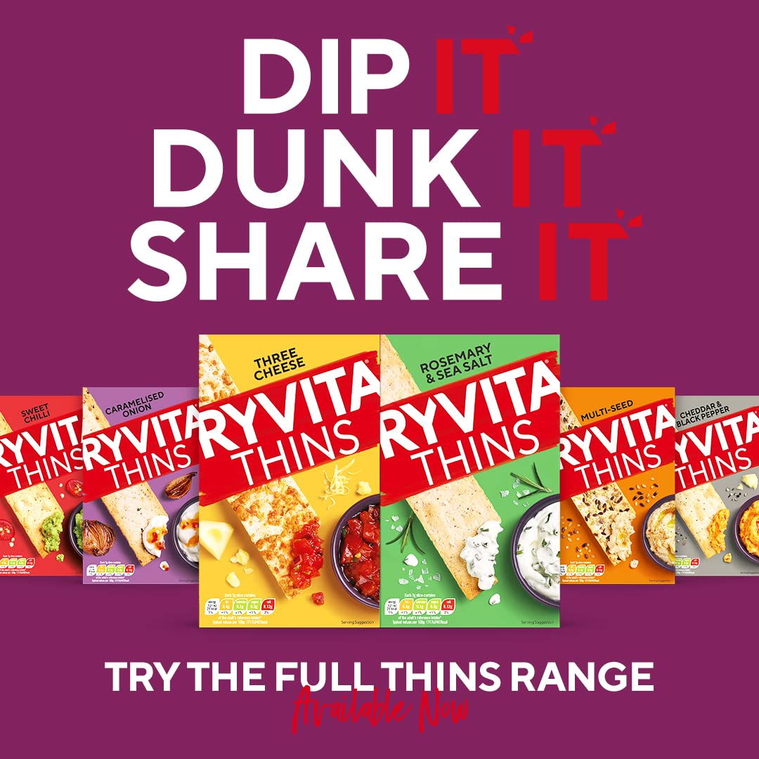 Ryvita Multiseed Thins - High Fibre Snack | 6 x 125g Packs 6