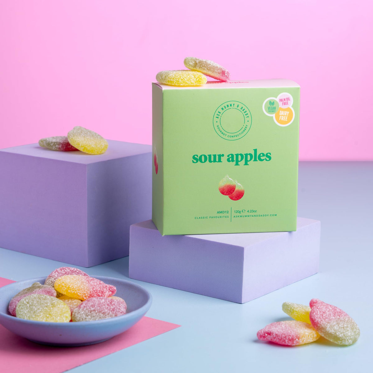 Ask Mummy & Daddy Sour Apples Gift Box - 120g | Sour Sweets | Green