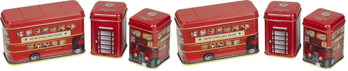 New English Teas British Traditions London Bus Tea Tin Gift Pack - 2 Pack 1