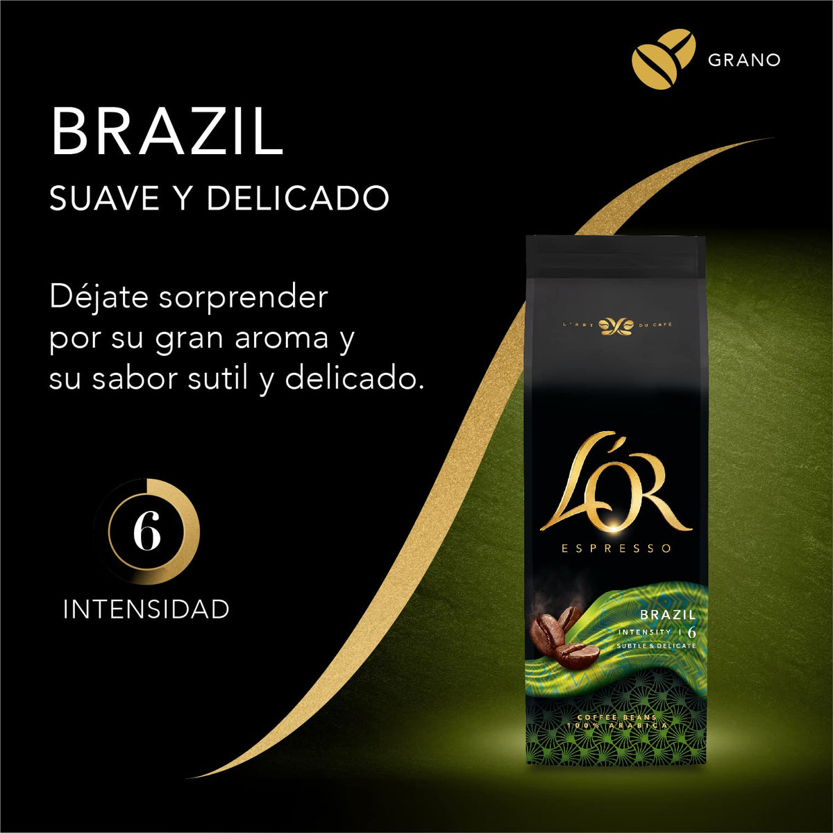 L'OR Espresso Brazil Whole Coffee Beans - Intensity 6, 100% Arabica, 500g 4