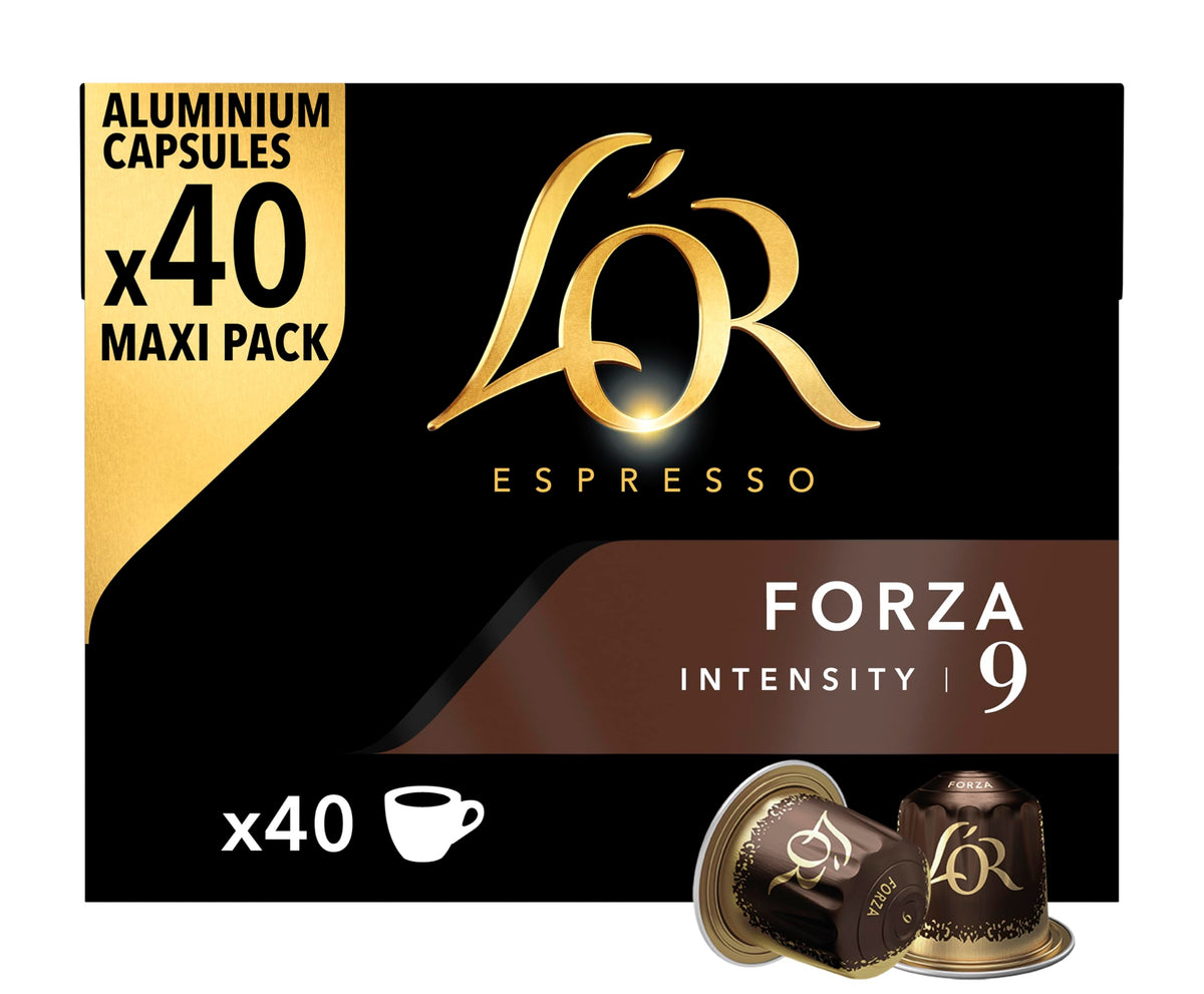 L'OR Espresso Forza Coffee Pods - Intensity 9 | Oak & Liquorice Notes | 40 Capsules