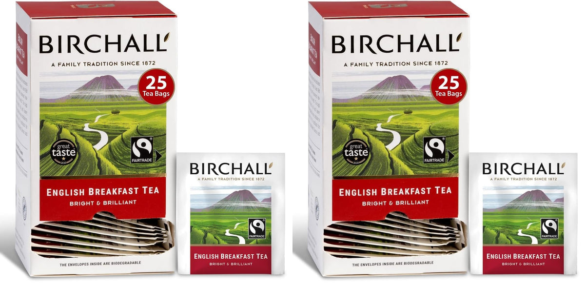 Birchall English Breakfast Tea Bags - 25 Count (Pack of 2) | Black Tea | Fairtrade Certified