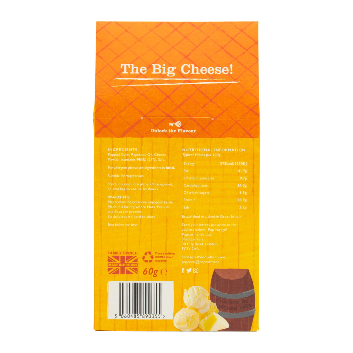 Popcorn Shed Say Cheese! Gourmet Popcorn - Mature Cheddar Cheese | 80g | Low Calorie Snack