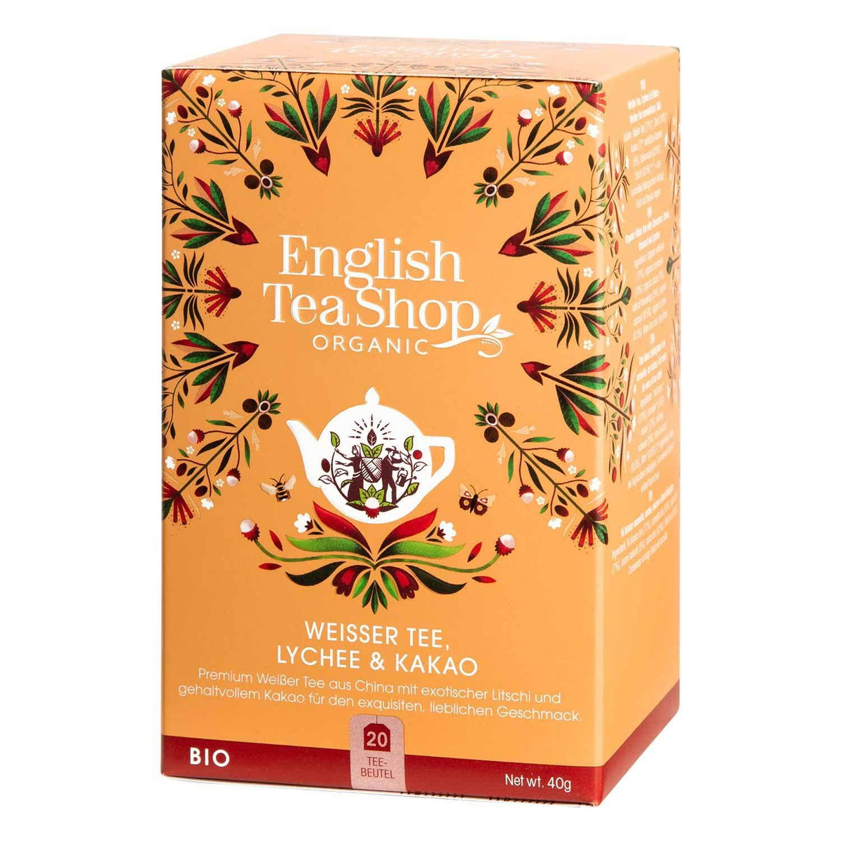 English Tea Shop Organic White Tea Lychee Cocoa - 20 Sachets