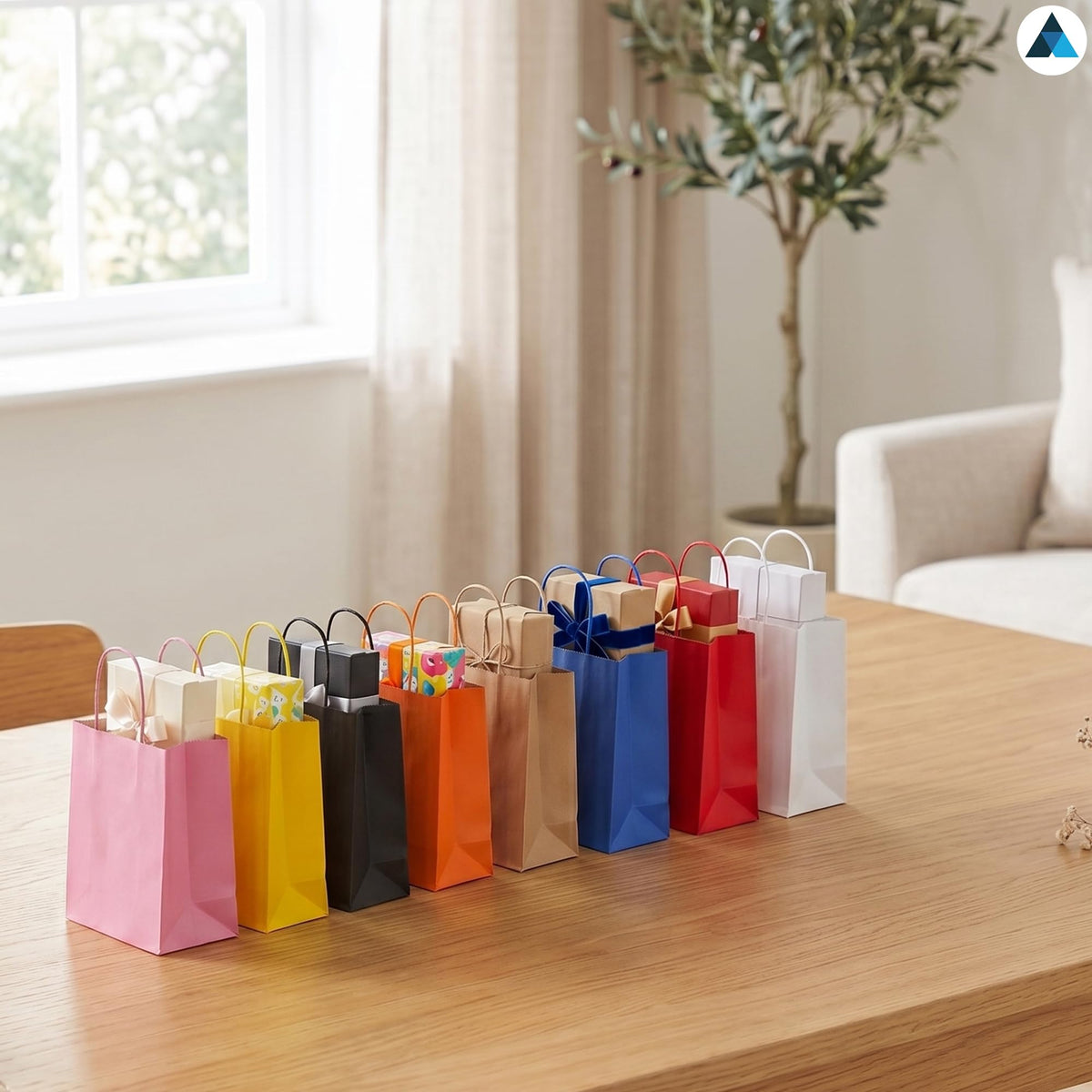Nationwide Paper Small Pink Paper Bags - Pack of 200 | 5.5lbs Capacity | 180x90x220mm 4